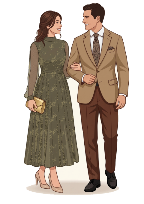 Outfit example — khaki dress