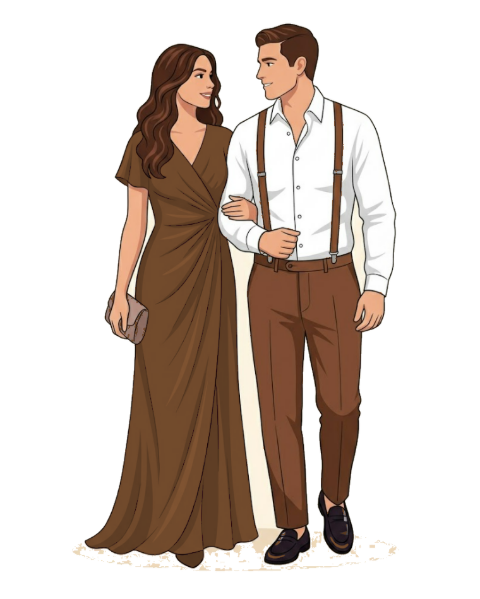 Outfit example — rich brown gown
